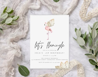 Let’s Flamingle Birthday Invitation |  Personalized Digital Download