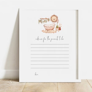 Lion Nursery Advice for the Parents to be Printable - Baby Shower Printable | Instant Digital Download