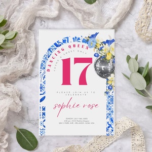 17. Geburtstag Mamma Mia Dancing Queen Einladung | Personalisierte digitale Datei