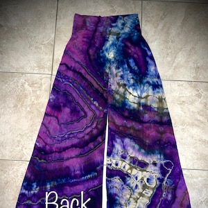 L Purple-Navy-Olive Green- Tie Dye Palazzo Pants- Size- Culotte-Yoga Band- Reverse Dyed Gaucho Pants- Tie Dye Bell Bottoms- Festival Pants