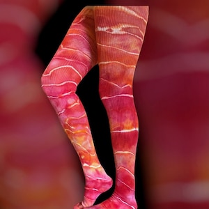 Thigh High Socks-Pink and Orange-Tie Dye-Custom-Tie Dye Stockings-Leg Warmer-Festival Clothing-Dance-Hippie Clothing-Rave Outfit-Psychedelic