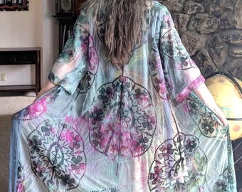 Benutzerdefinierte Lace Tie-Dye Kimono Robe: Boho Festival Duster, Strand Vertuschung