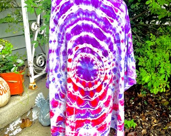 Tie Dye Kimono-Pink and Purple - Caftan - Witch Robe - Swimsuit Coverup - Tie Dye Robe- Hand Dyed Clothing- Tie Dye Clothing- Custom Tie Dye
