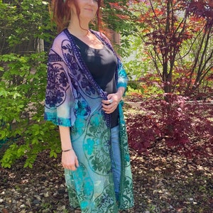 Custom Lace Tie Dye Kimono- Tie Dye Duster- Tie Dye Robe- Witch Robe- Tie Dye Cardigan- Festival Clothing- Boho Robe- Beach Coverup