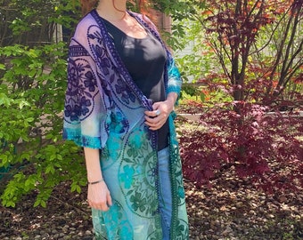 Custom Lace Tie Dye Kimono: Boho Festival Robe
