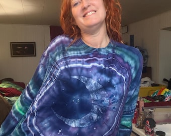 Nebula Galaxy Geode Tie Dye T-Shirt: Cotton Batik Moon Shirt