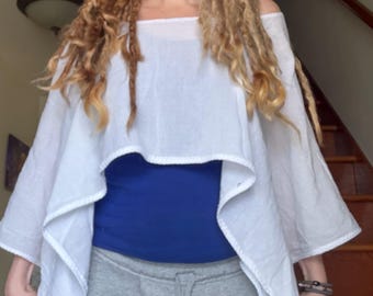 Katoenen pixie oversized crop top met verlaagde schoudernaden: boxy crop-top met tie-dye, set van 3
