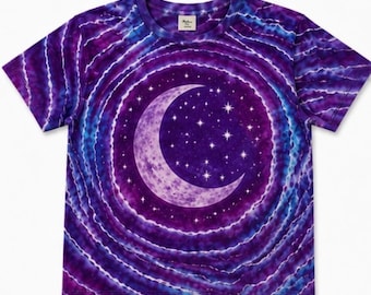 Purple Geode Tie Dye T-Shirt: Cotton Batik Moon Shirt