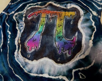 Pi Math Tie Dye Batik T-Shirt, Psychedelic Drip Cotton Tee
