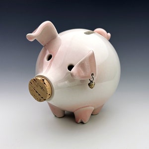 Handthrown Ceramic Piggy Bank—Pink