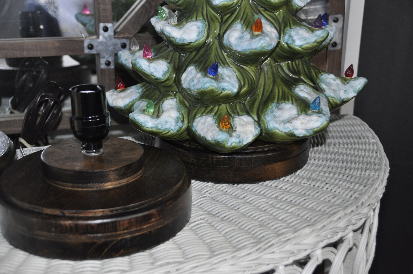 Wood Ceramic Christmas Tree Base With Light Etsy