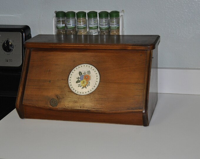 Vintage Wood Bread Box Etsy
