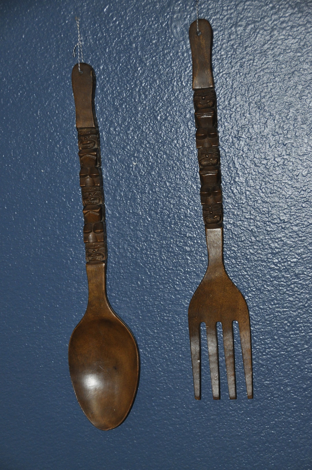 Vintage Wood Spoon and Fork Wall Decor Etsy