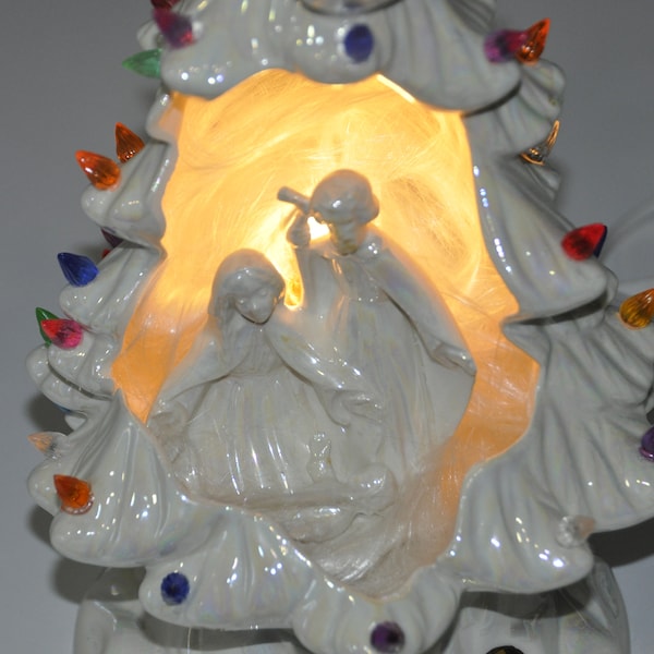 Ceramic Christmas Tree With Nativity Etsy