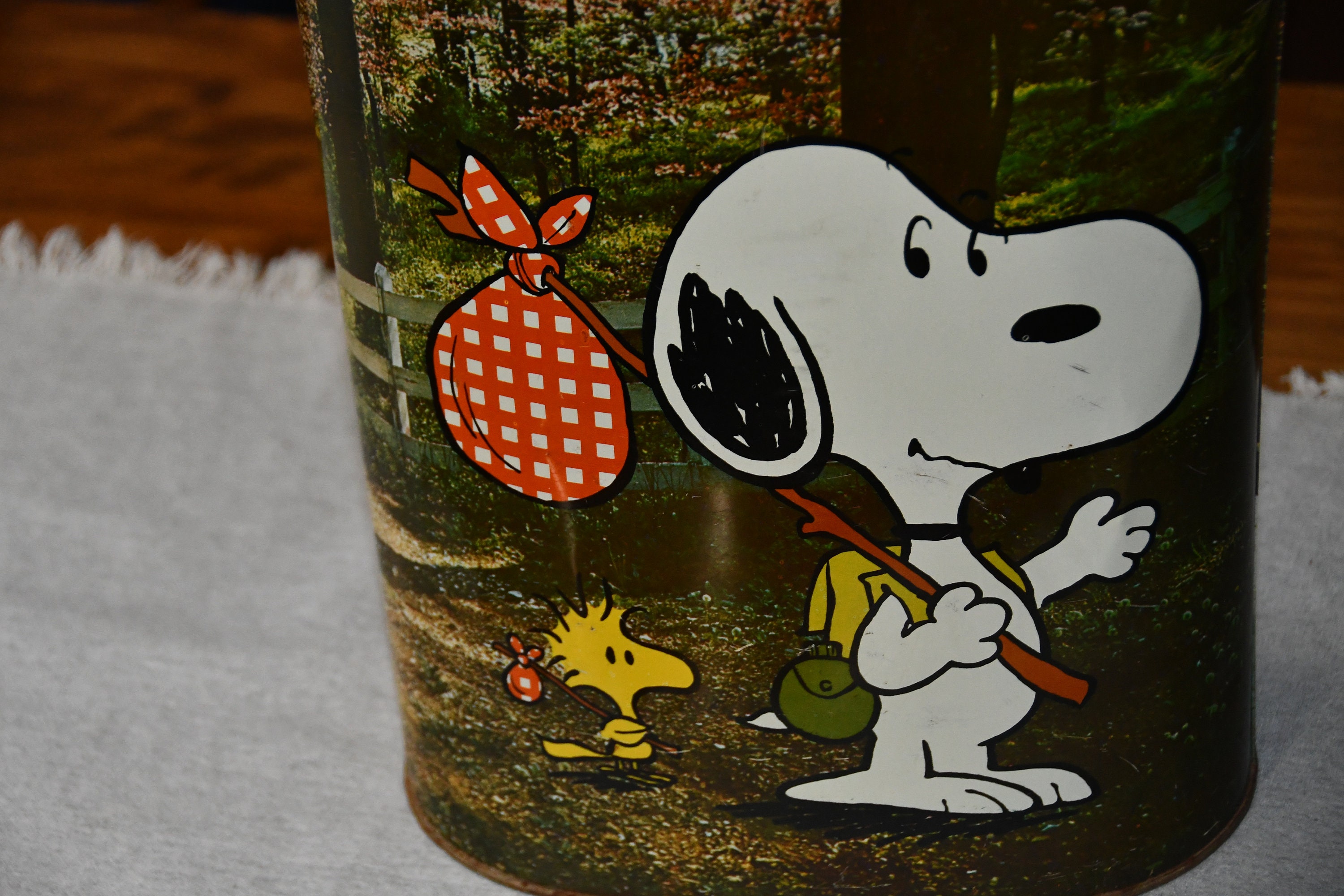 Vintage Peanuts Metal Trash Can - Etsy