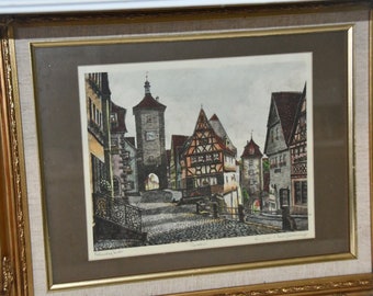 Vintage Ernst Geissendorfer Color Etching