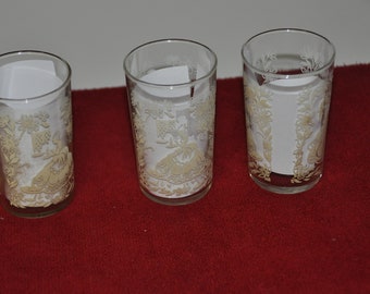 Three Vintage Glass Juice Glasses
