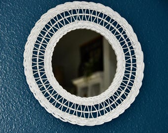 Small Vintage Wicker Wall Mirror