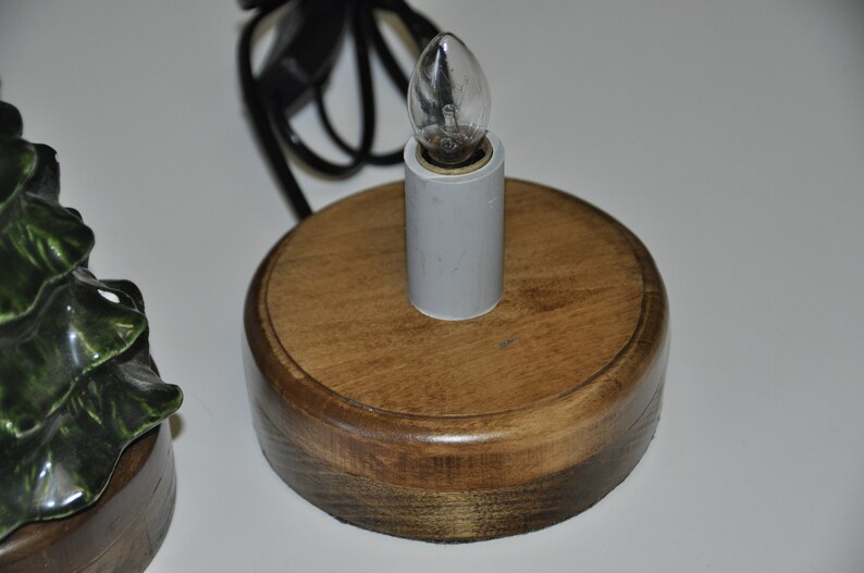 Small Ceramic Christmas Tree Wood Base Etsy