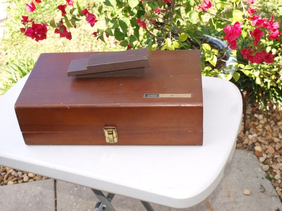 Vintage wooden Shoe Shine box full of Materials 