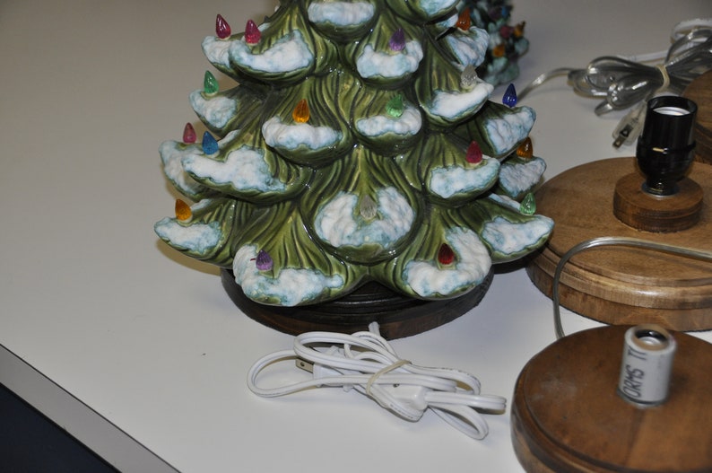 Wood Ceramic Christmas Tree Base With Light Etsy