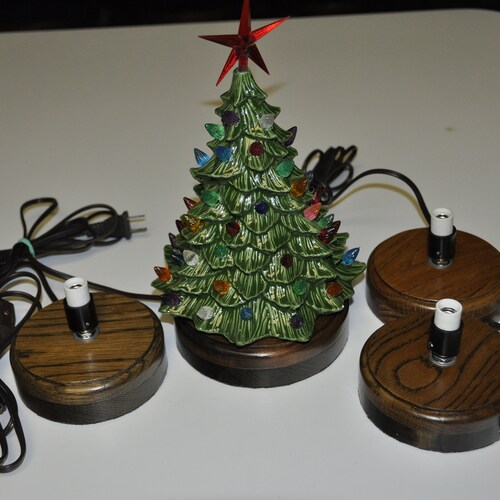 Wood Ceramic Christmas Tree Base With Light Etsy