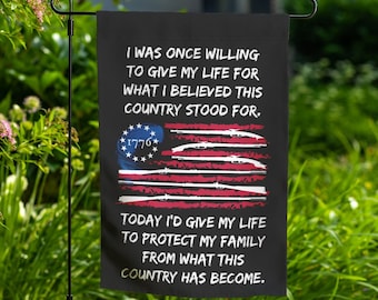 Patriotic Lost Country Double-Sided Yard Flag | US Military Veteran | Former Soldier | 2nd Amendment | Protect Family