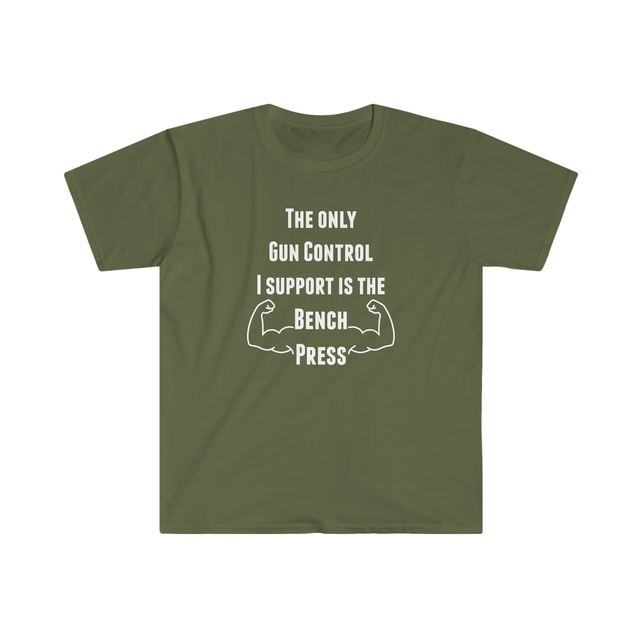 2nd Amendment Bench Press Fitness Unisex Softstyle T-Shirt | These Guns | Strongman Bodybuilding | Liberty Freedom