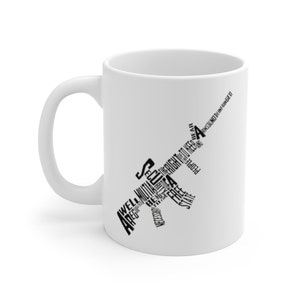 2nd Amendment AR Shape Coffee Mug, Shall Not Be Infringed, Self Defense