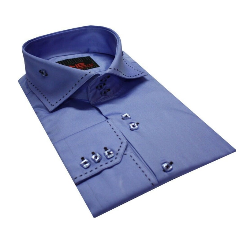 Collar Colour Stitched Long Sleeve Formal Casual Men/'s Wear Cotton Slim Fit Size S-4XL Colours Available