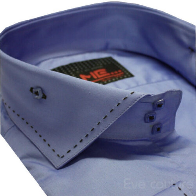 Collar Colour Stitched Long Sleeve Formal Casual Men/'s Wear Cotton Slim Fit Size S-4XL Colours Available