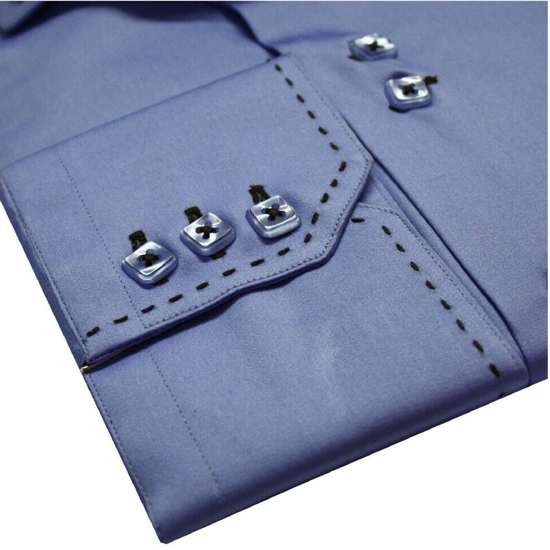 Collar Colour Stitched Long Sleeve Formal Casual Men/'s Wear Cotton Slim Fit Size S-4XL Colours Available