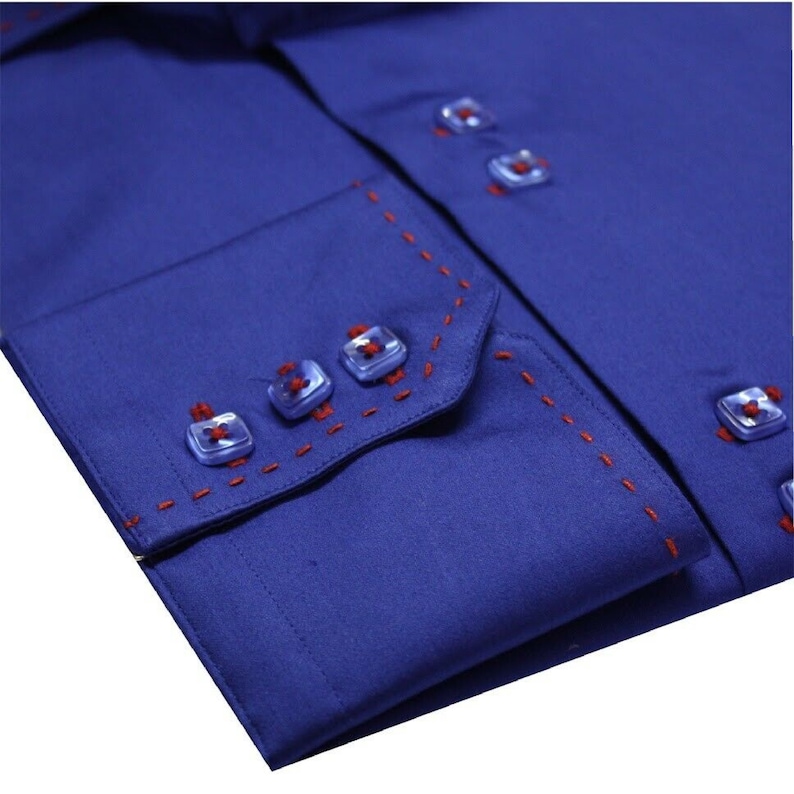 Collar Colour Stitched Long Sleeve Formal Casual Men/'s Wear Cotton Slim Fit Size S-4XL Colours Available