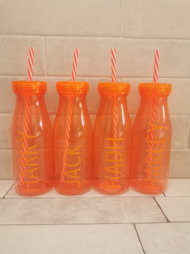 Personalised straw bottle / milkshake bottle/plastic jar Etsy