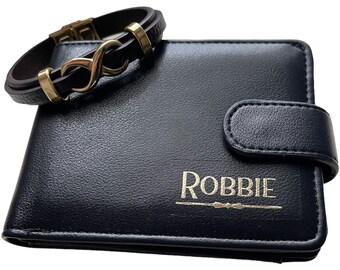 Personalised Wallet & Bracelet Set For Him