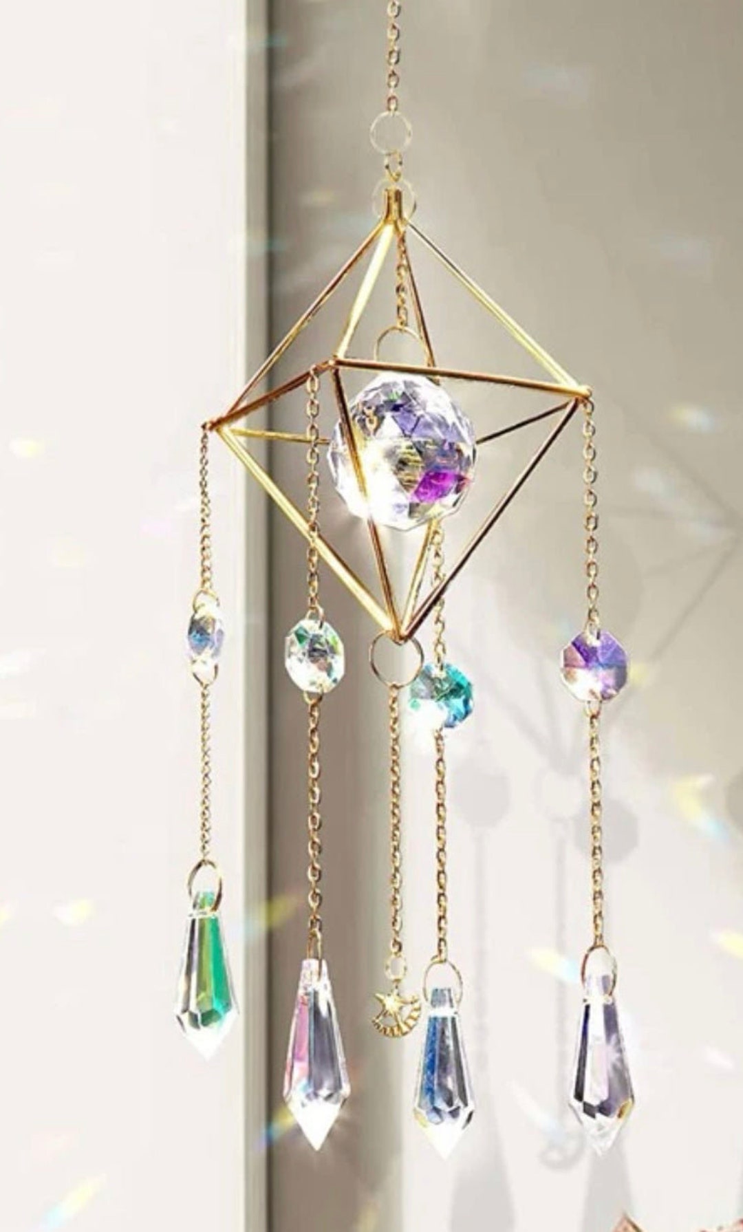 Pyramid Crystal Suncatcher Etsy
