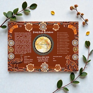 Aboriginal Birth Chart Reading: Printable keepsake gift.