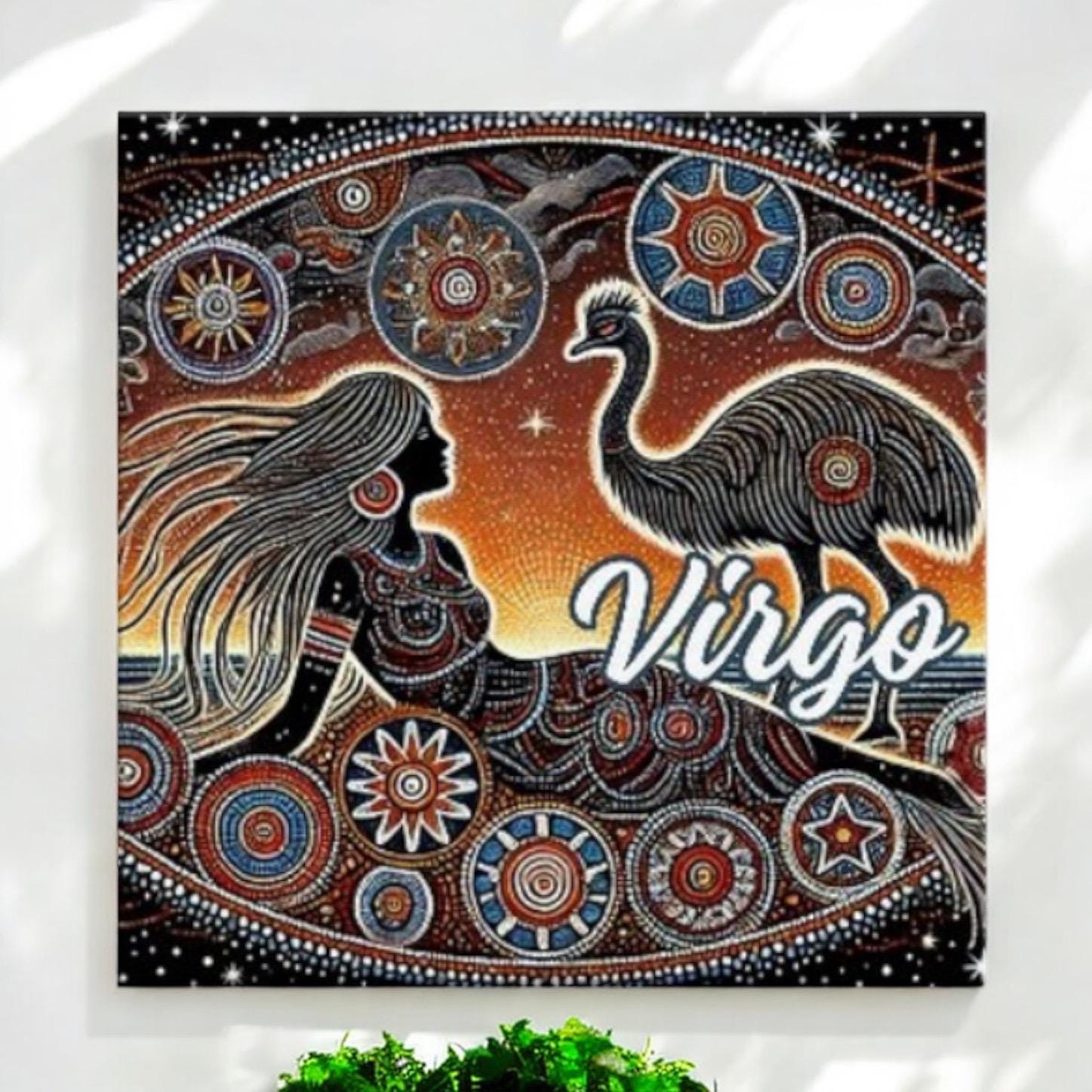 Virgo Maiden With Emu Aboriginal Astrology Dot Art Canvas - Etsy