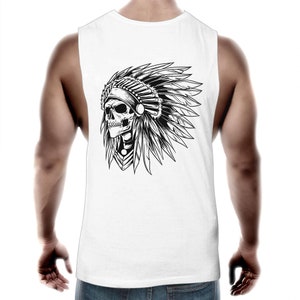 Mens Head Dress Skull Tank Top Tee