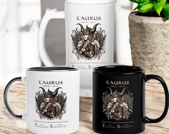 Taurus Zodiac Viking Goddess Skadi with  and Runes. Coffee or Beer Mugs