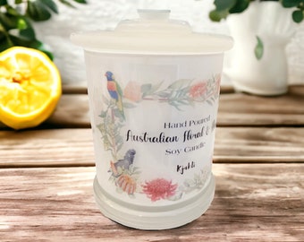 Australian Scented Candle Native Bird & Floral Label