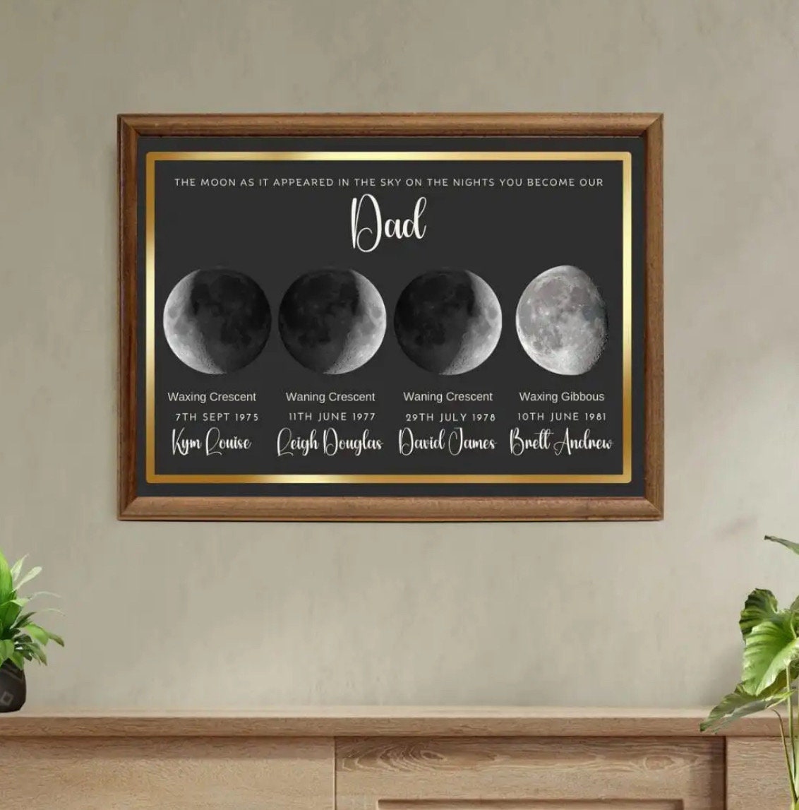 Custom Moon Phase The Night You Became My Dad / Grandfather. Print or framed print