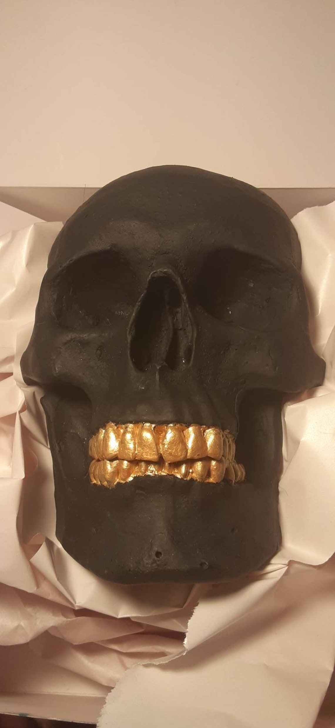 Gold teeth on black skull slice gold grill wall hanging | Etsy