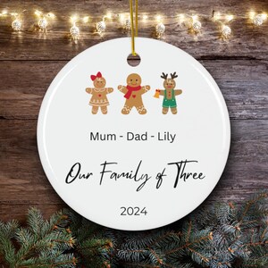 Custom Family of 3 Christmas Decoration, Personalised Christmas Ornament Gift, Bespoke Xmas Tree, Family of Three Memento, Family Tradition