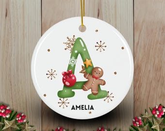 Childrens Personalised Letter Name Ornament, Custom Initial Xmas