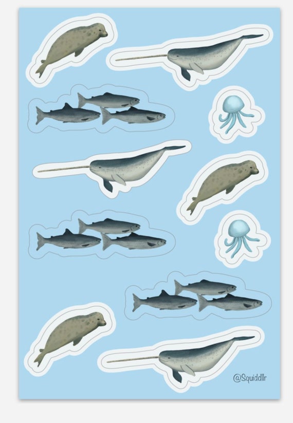Arctic Animals Sticker Sheet Narwhal and Winter Ocean - Etsy Arctic Animals Sticker Sheet Narwhal and Winter Ocean - Etsy
