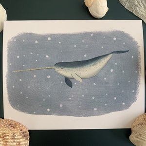 Holiday Narwhal Card | Ocean Christmas Card | Winter Solstice Greeting Card | Whale Holiday Card