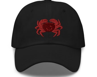 Red Crab Baseball Hat | Red Rock Crab Dad hat | Embroidered Cap | Salish Sea