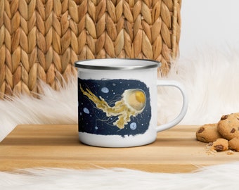 Egg-Yolk Jellyfish Enamel Mug | Moon Jellies | Fried Egg Jellyfish Camping Mug | Salish Sea