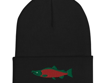 Coho Salmon Cuffed Beanie | Salmon Toque | PNW Coho Salmon Hat